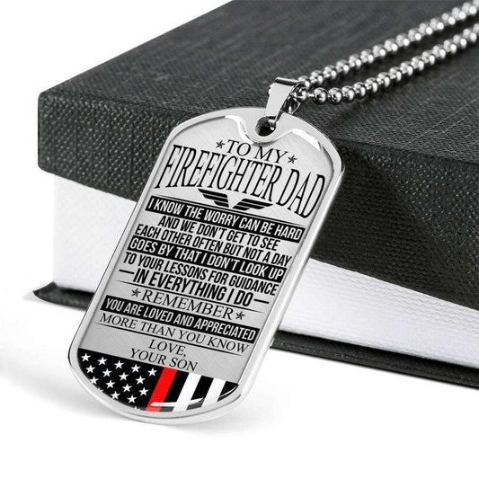 Dad Dog Tag Custom Picture, Father’S Day Dog Tag Firefighter’S Dad “ The Worry “ Dog Tag Necklace Custom Engraved Father's Day Rakva