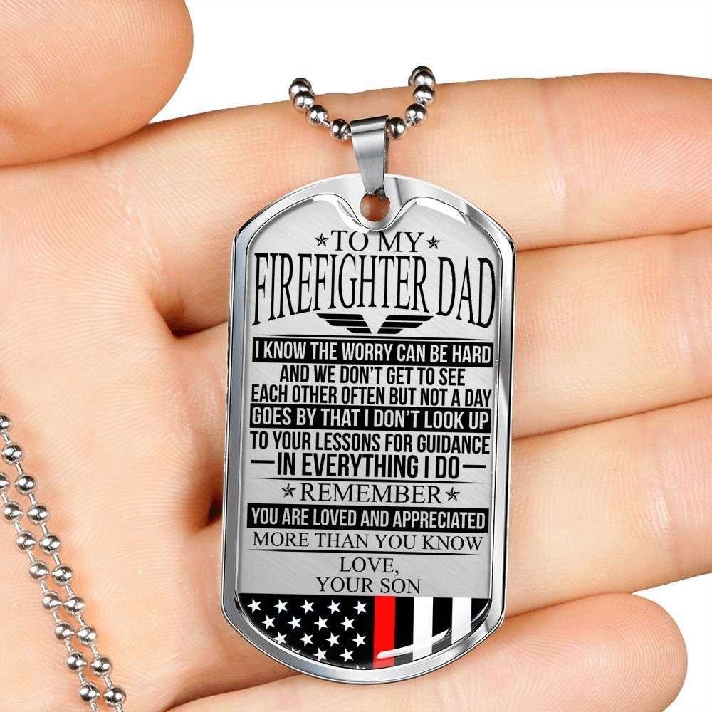 Dad Dog Tag Custom Picture, Father’S Day Dog Tag Firefighter’S Dad “ The Worry “ Dog Tag Necklace Custom Engraved Father's Day Rakva