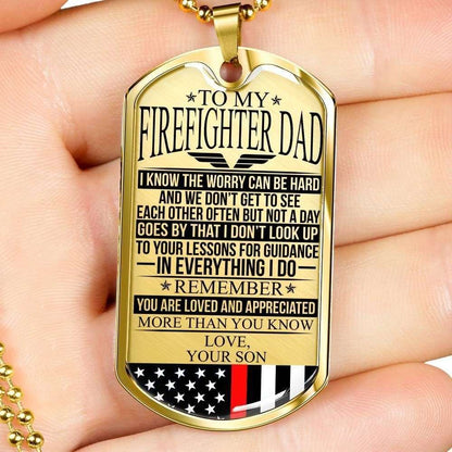 Dad Dog Tag Custom Picture, Father’S Day Dog Tag Firefighter’S Dad “ The Worry “ Dog Tag Necklace Custom Engraved Father's Day Rakva