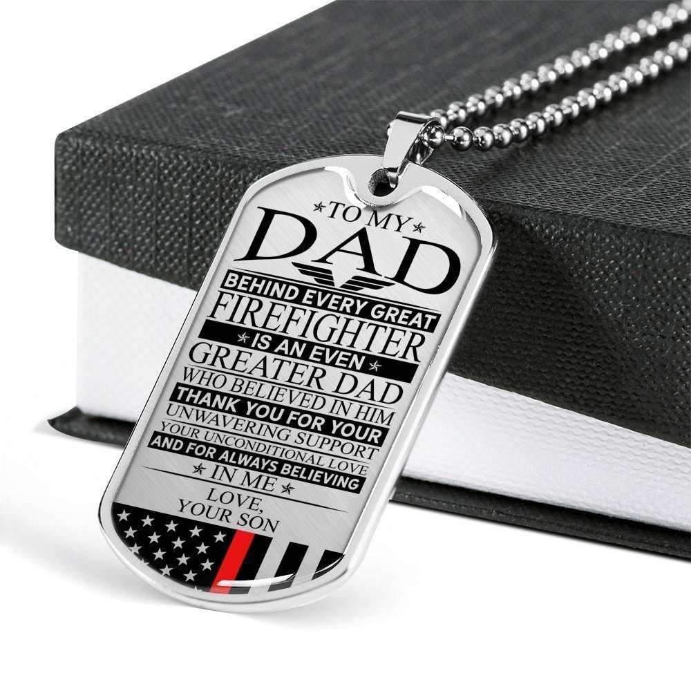 Dad Dog Tag Custom Picture, Father’S Day Dog Tag Firefighter’S Dad Unconditional Love Dog Tag Necklace Custom Engraved Father's Day Rakva