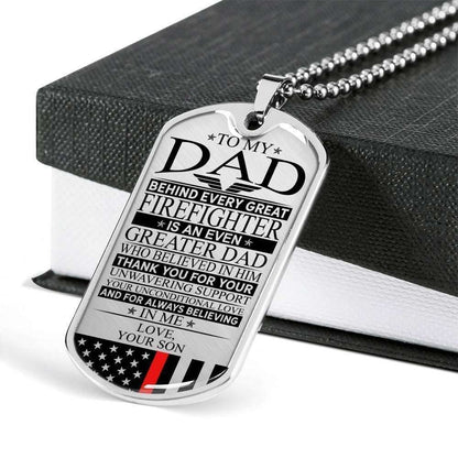 Dad Dog Tag Custom Picture, Father’S Day Dog Tag Firefighter’S Dad Unconditional Love Dog Tag Necklace Custom Engraved Father's Day Rakva