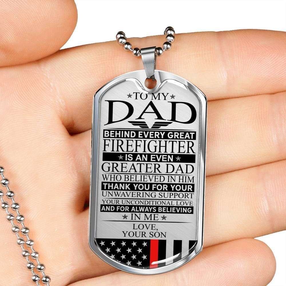 Dad Dog Tag Custom Picture, Father’S Day Dog Tag Firefighter’S Dad Unconditional Love Dog Tag Necklace Custom Engraved Father's Day Rakva