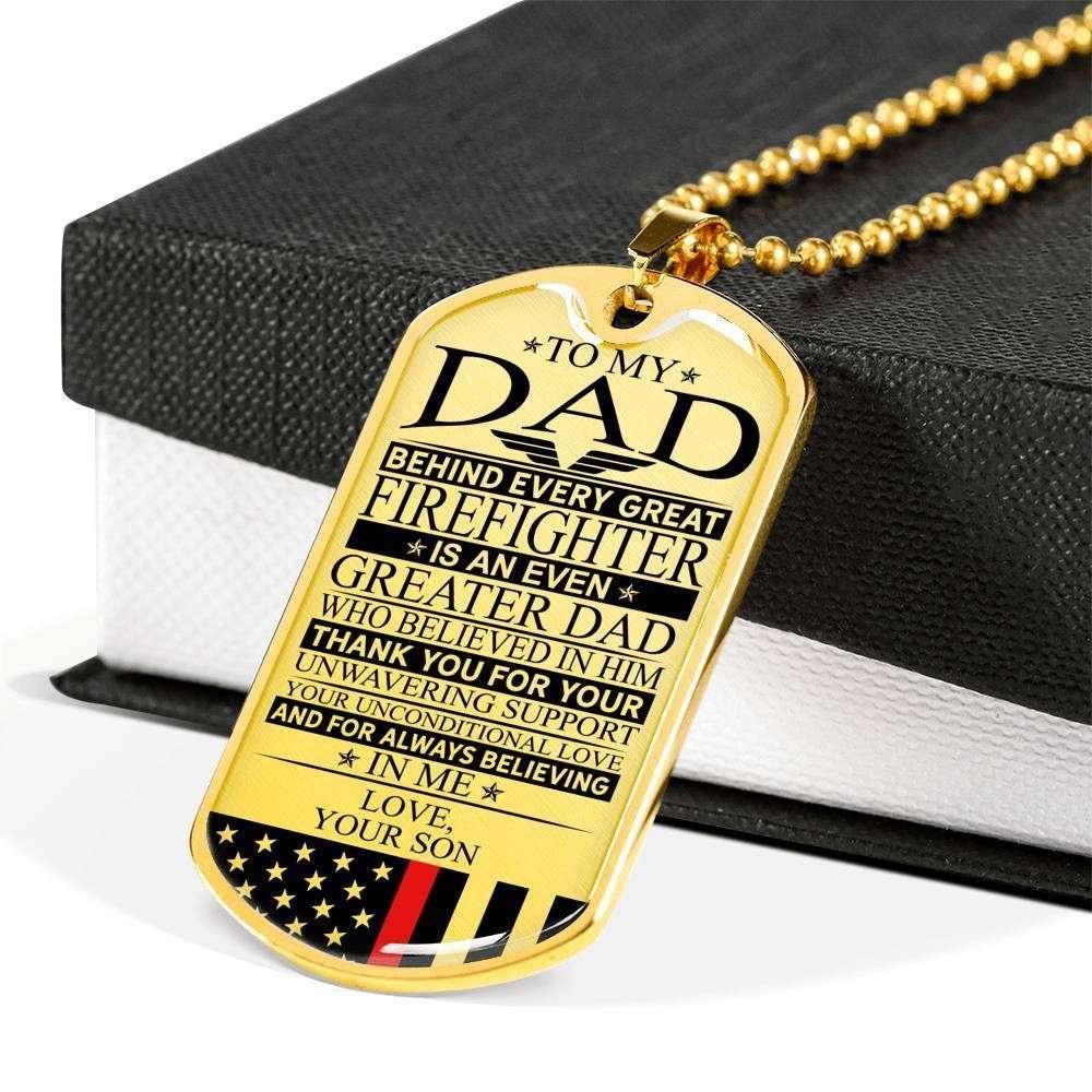 Dad Dog Tag Custom Picture, Father’S Day Dog Tag Firefighter’S Dad Unconditional Love Dog Tag Necklace Custom Engraved Father's Day Rakva