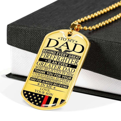 Dad Dog Tag Custom Picture, Father’S Day Dog Tag Firefighter’S Dad Unconditional Love Dog Tag Necklace Custom Engraved Father's Day Rakva