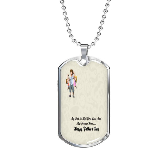 Dad Dog Tag Custom Picture, Father’S Day Dog Tag First Love And Forever Hero Dog Tag Necklace For Father Father's Day Rakva