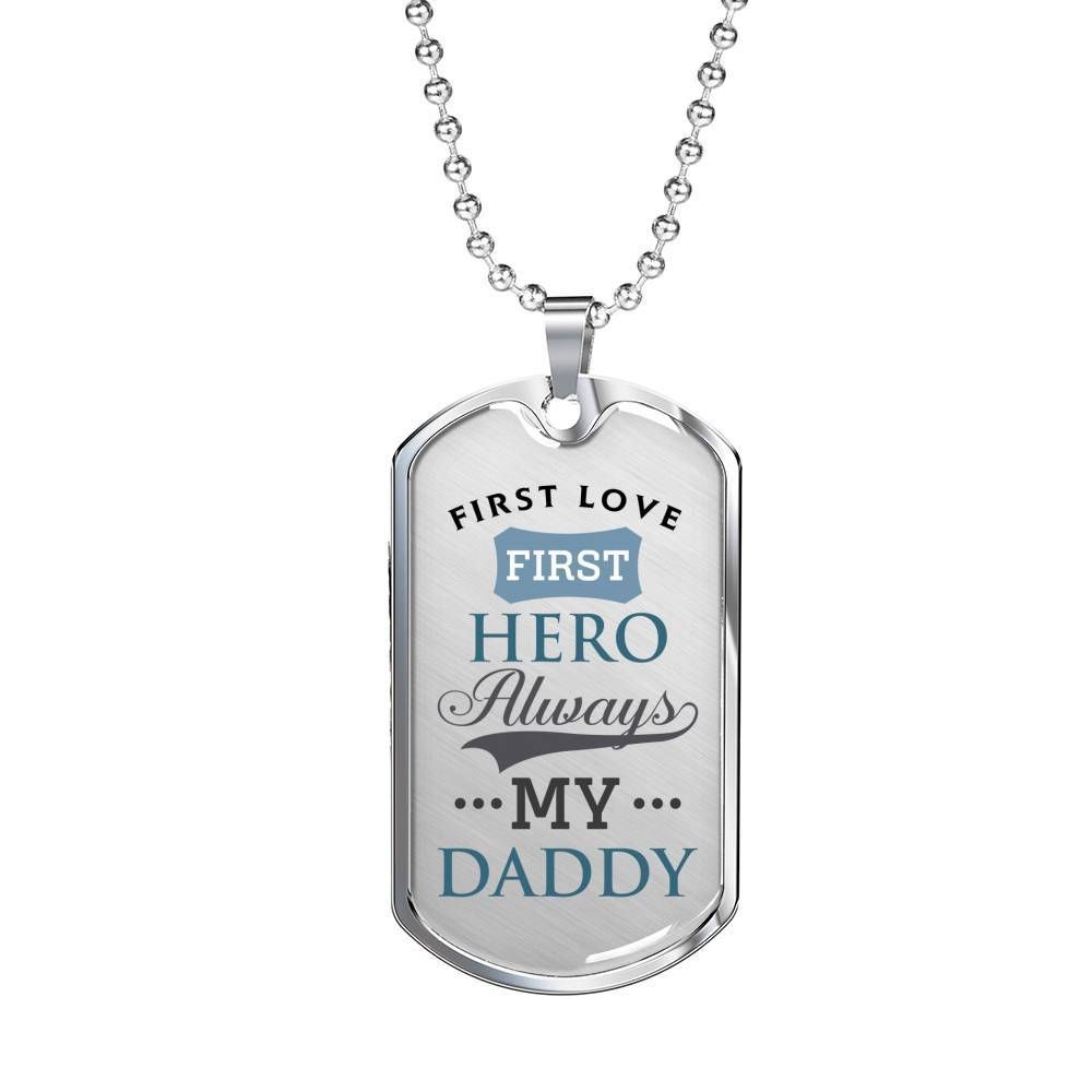 Dad Dog Tag Custom Picture, Father’S Day Dog Tag First Love First Hero Dog Tag Necklace Gift For Daddy Father's Day Rakva