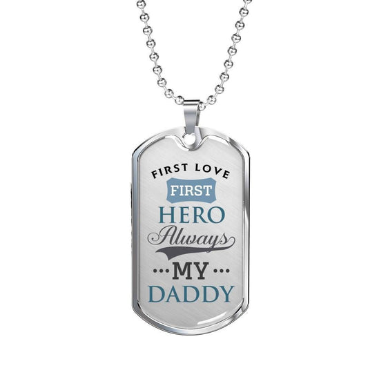 Dad Dog Tag Custom Picture, Father’S Day Dog Tag First Love First Hero Dog Tag Necklace Gift For Daddy Father's Day Rakva