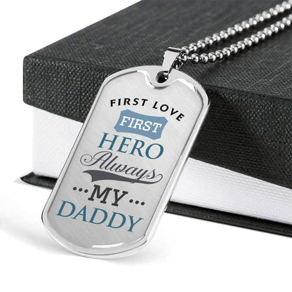 Dad Dog Tag Custom Picture, Father’S Day Dog Tag First Love First Hero Dog Tag Necklace Gift For Daddy Father's Day Rakva