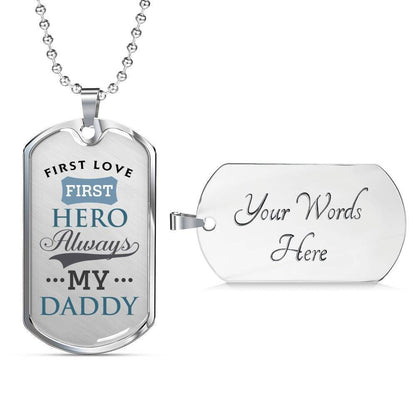 Dad Dog Tag Custom Picture, Father’S Day Dog Tag First Love First Hero Dog Tag Necklace Gift For Daddy Father's Day Rakva