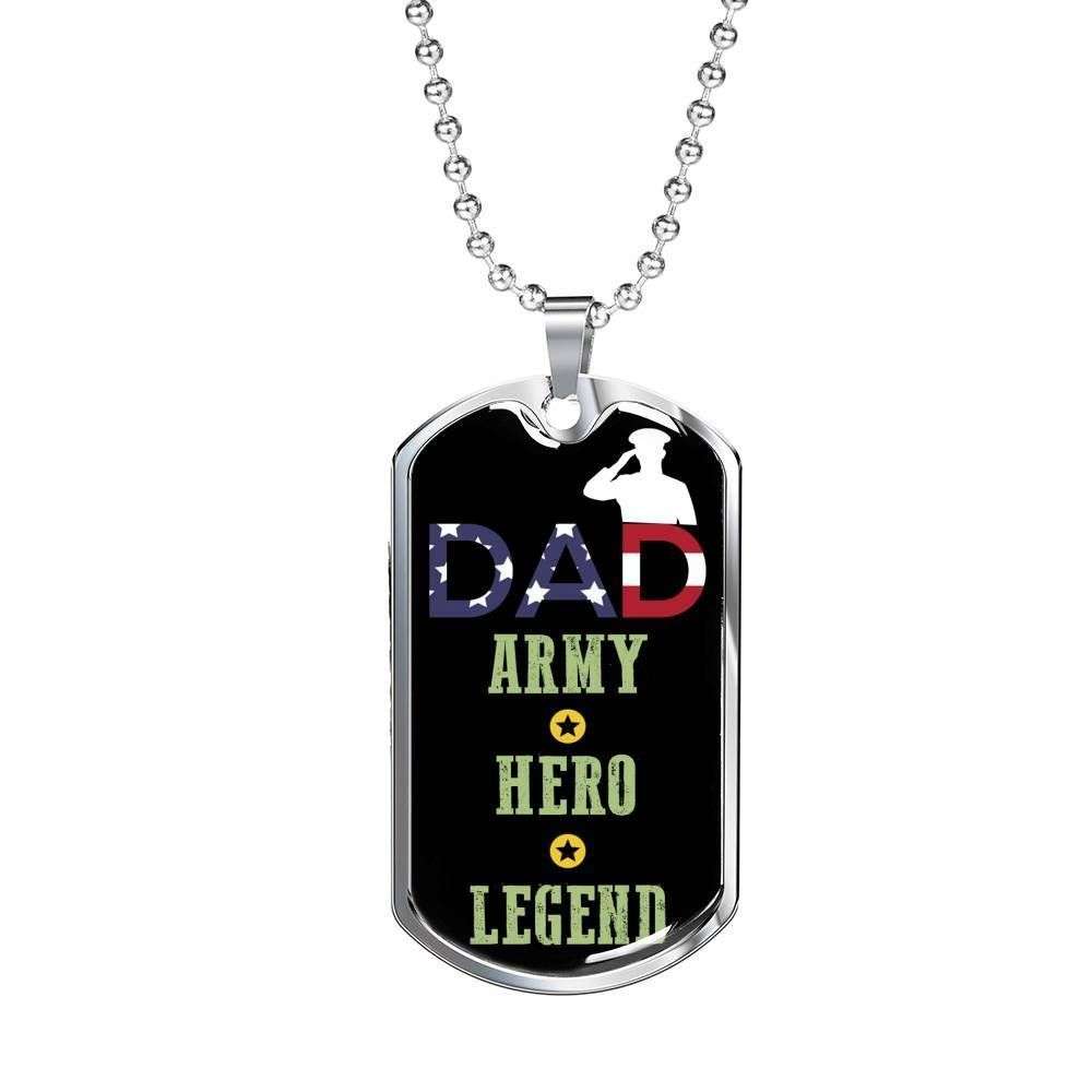 Dad Dog Tag Custom Picture, Father’S Day Dog Tag For Army Dad Hero And Legend Dog Tag Necklace Father's Day Rakva