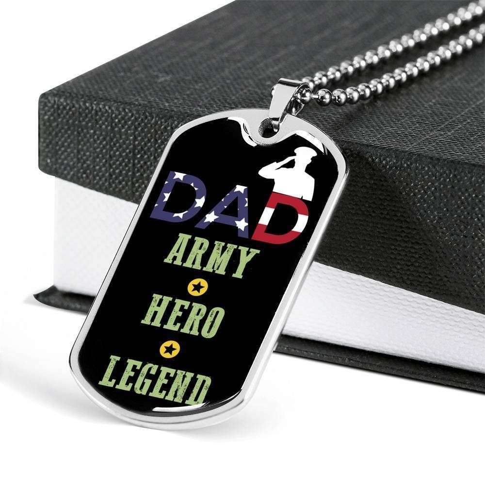 Dad Dog Tag Custom Picture, Father’S Day Dog Tag For Army Dad Hero And Legend Dog Tag Necklace Father's Day Rakva