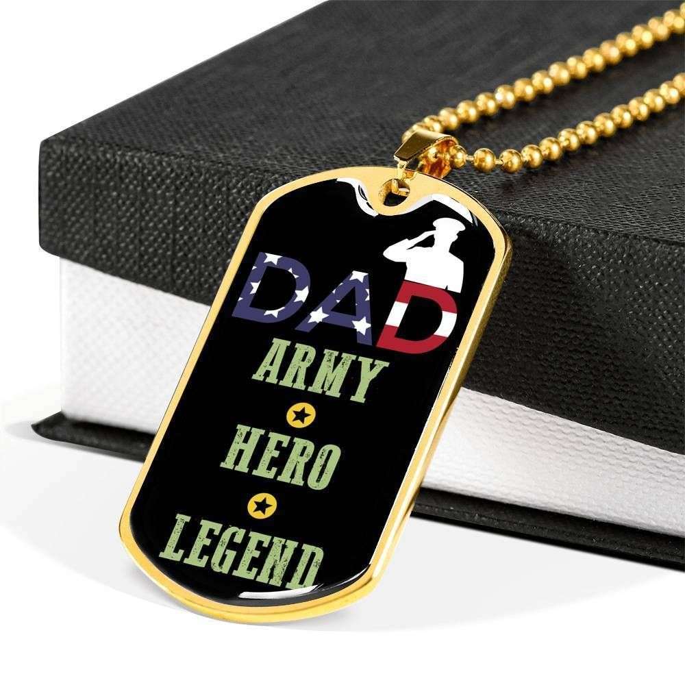 Dad Dog Tag Custom Picture, Father’S Day Dog Tag For Army Dad Hero And Legend Dog Tag Necklace Father's Day Rakva