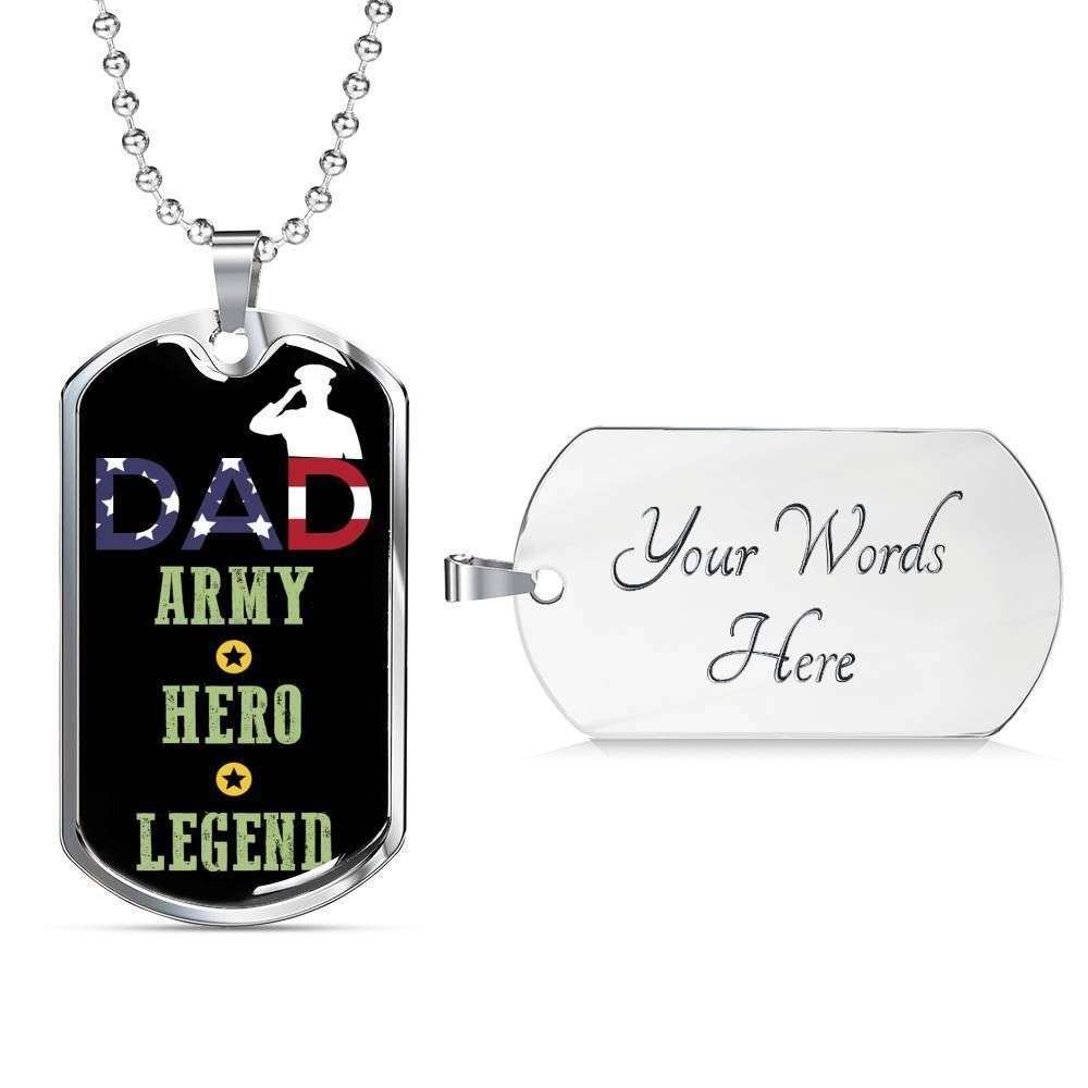 Dad Dog Tag Custom Picture, Father’S Day Dog Tag For Army Dad Hero And Legend Dog Tag Necklace Father's Day Rakva