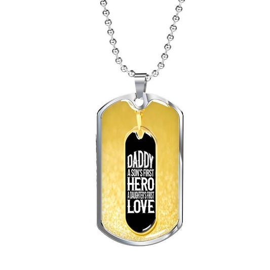 Dad Dog Tag Custom Picture, Father’S Day Dog Tag For Dad Daddy Is A Hero Dog Tag Necklace Father's Day Rakva