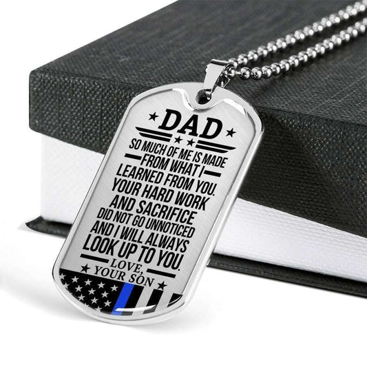 Dad Dog Tag Custom Picture, Father’S Day Dog Tag For Dad Dog Tag Necklace Look Up To You Father's Day Rakva