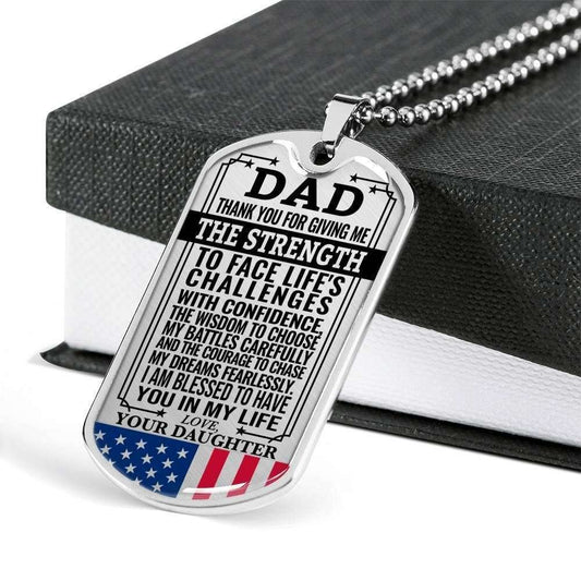 Dad Dog Tag Custom Picture, Father’S Day Dog Tag For Dad Dog Tag Necklace Thank For Giving Me Strength Father's Day Rakva
