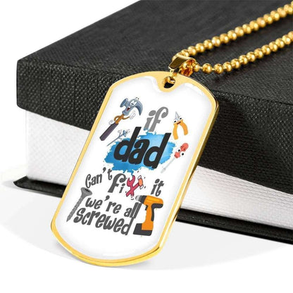 Dad Dog Tag Custom Picture, Father’S Day Dog Tag For Dad We’Re All Screwed Dog Tag Necklace Father's Day Rakva