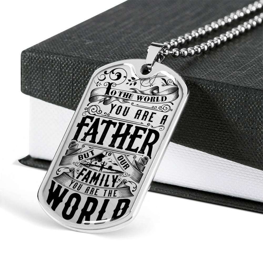 Dad Dog Tag Custom Picture, Father’S Day Dog Tag For Dad You’Re A World To Me Dog Tag Necklace Father's Day Rakva