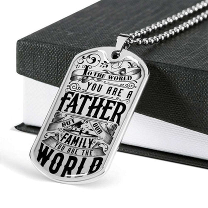 Dad Dog Tag Custom Picture, Father’S Day Dog Tag For Dad You’Re A World To Me Dog Tag Necklace Father's Day Rakva