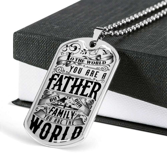 Dad Dog Tag Custom Picture, Father’S Day Dog Tag For Dad You’Re A World To Me Dog Tag Necklace Father's Day Rakva