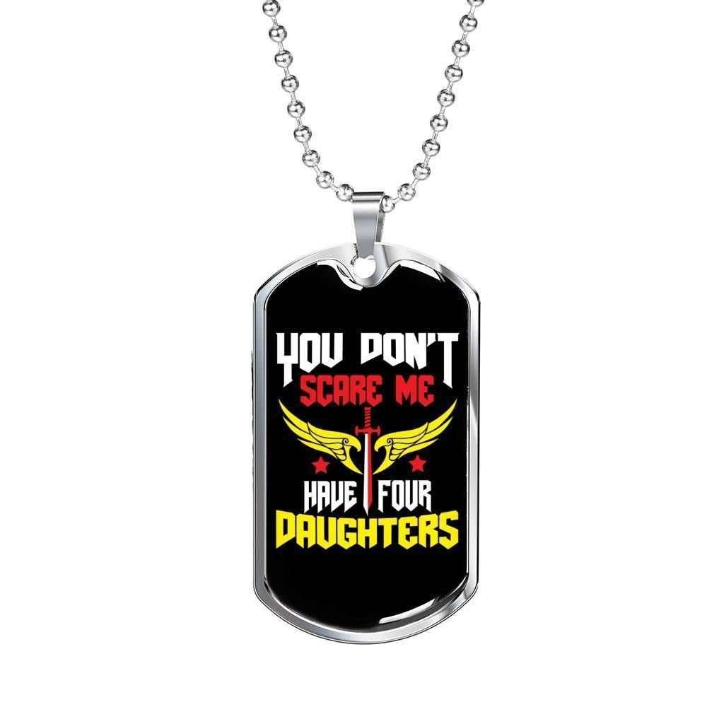 Dad Dog Tag Custom Picture, Father’S Day Dog Tag For Dad’S Have 4 Princesses Engraved Dog Tag Necklace You Don’T Scare Me Father's Day Rakva