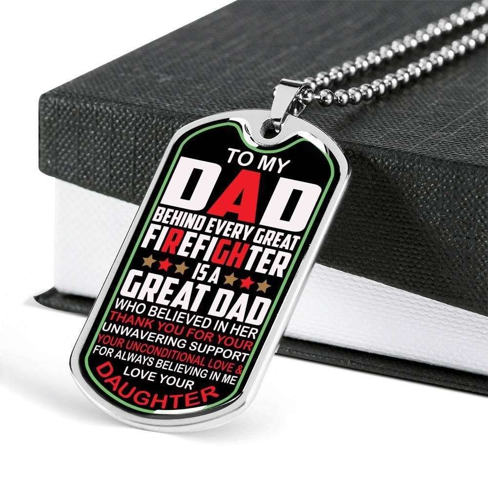 Dad Dog Tag Custom Picture, Father’S Day Dog Tag For Firefighter Dad You Are The Best Dad Ever Dog Tag Necklace Father's Day Rakva