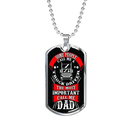 Dad Dog Tag Custom Picture, Father’S Day Dog Tag For Truck Driver Dad Dog Tag Necklace To My Father Father's Day Rakva