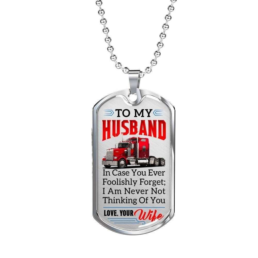 Dad Dog Tag Custom Picture, Father’S Day Dog Tag For Trucker “ Premium Dog Tag Necklace Father's Day Rakva
