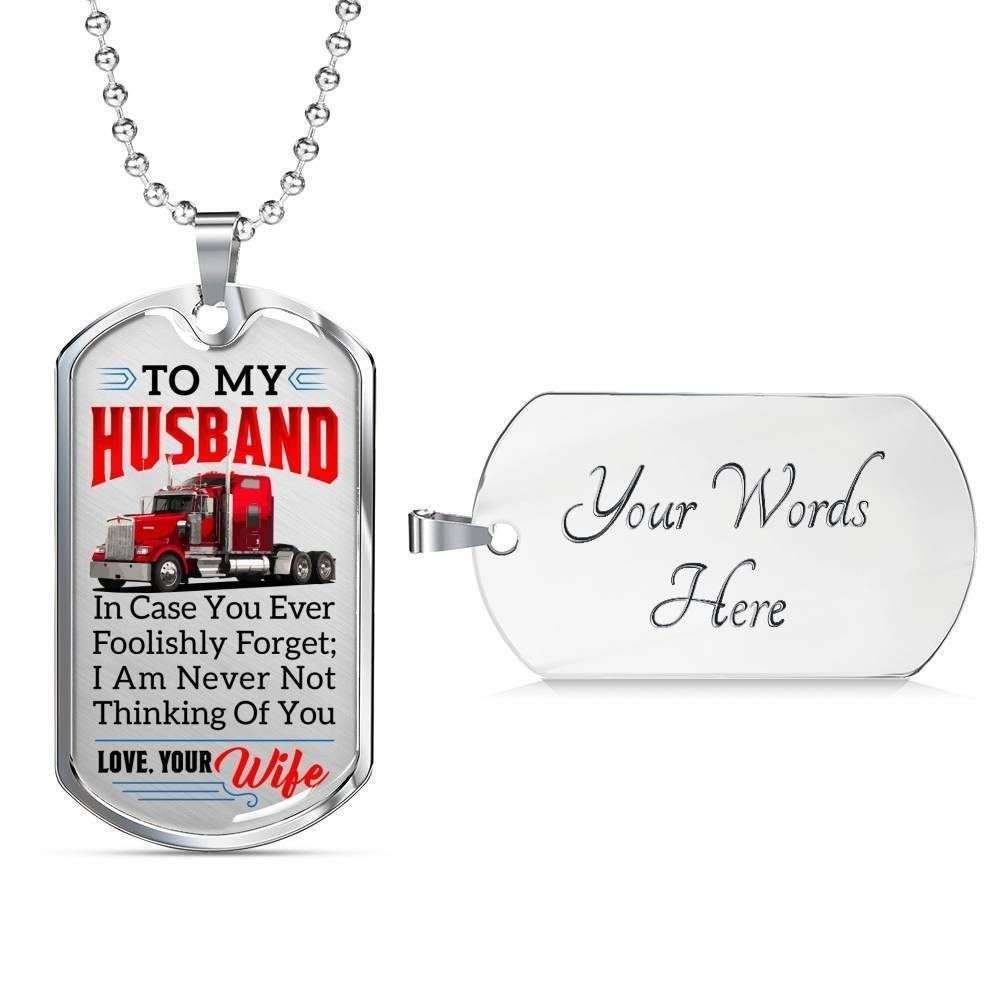 Dad Dog Tag Custom Picture, Father’S Day Dog Tag For Trucker “ Premium Dog Tag Necklace Father's Day Rakva