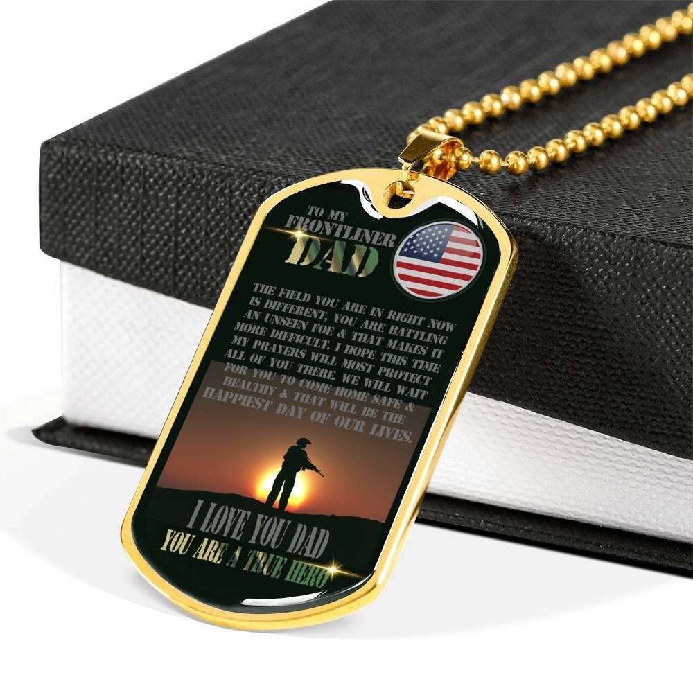 Dad Dog Tag Custom Picture, Father’S Day Dog Tag For Us Frontliner Dad Dog Tag Necklace Silver Necklace You’Re A True Hero Father's Day Rakva