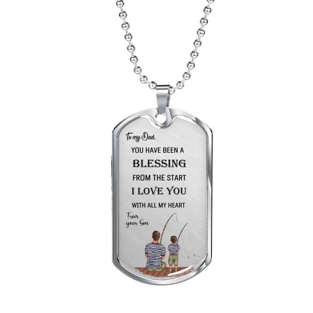 Dad Dog Tag Custom Picture, Father’S Day Dog Tag From Son To Father You Have Been A Blessing From The Start Dog Tag Necklace Father's Day Rakva