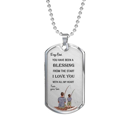 Dad Dog Tag Custom Picture, Father’S Day Dog Tag From Son To Father You Have Been A Blessing From The Start Dog Tag Necklace Father's Day Rakva