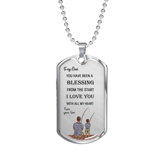 Dad Dog Tag Custom Picture, Father’S Day Dog Tag From Son To Father You Have Been A Blessing From The Start Dog Tag Necklace Father's Day Rakva