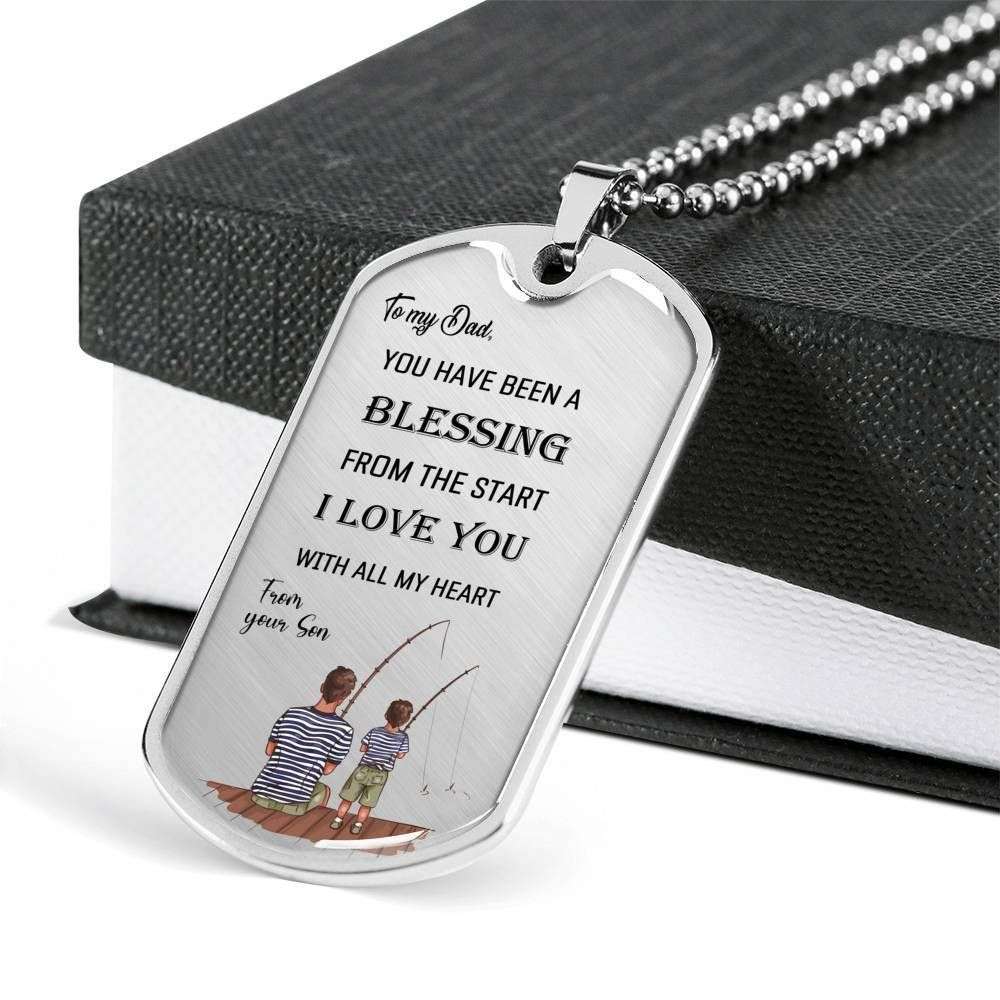 Dad Dog Tag Custom Picture, Father’S Day Dog Tag From Son To Father You Have Been A Blessing From The Start Dog Tag Necklace Father's Day Rakva