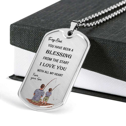 Dad Dog Tag Custom Picture, Father’S Day Dog Tag From Son To Father You Have Been A Blessing From The Start Dog Tag Necklace Father's Day Rakva