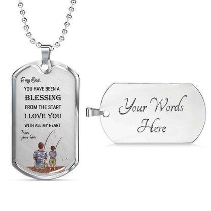 Dad Dog Tag Custom Picture, Father’S Day Dog Tag From Son To Father You Have Been A Blessing From The Start Dog Tag Necklace Father's Day Rakva