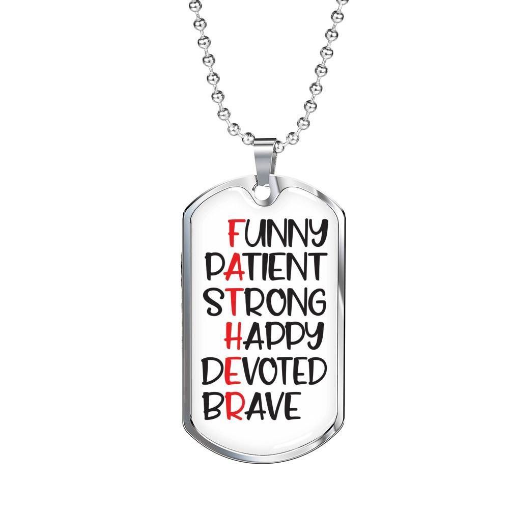 Dad Dog Tag Custom Picture, Father’S Day Dog Tag Funny Patient Strong Happy Dog Tag Necklace For Dad Father's Day Rakva