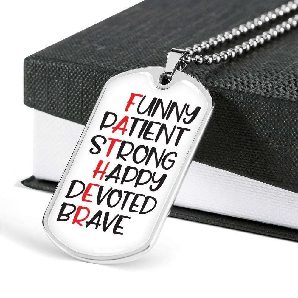 Dad Dog Tag Custom Picture, Father’S Day Dog Tag Funny Patient Strong Happy Dog Tag Necklace For Dad Father's Day Rakva