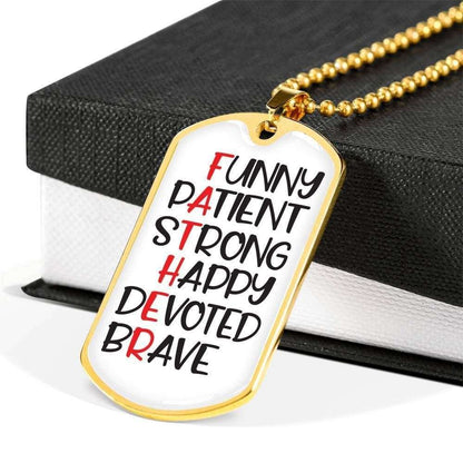 Dad Dog Tag Custom Picture, Father’S Day Dog Tag Funny Patient Strong Happy Dog Tag Necklace For Dad Father's Day Rakva