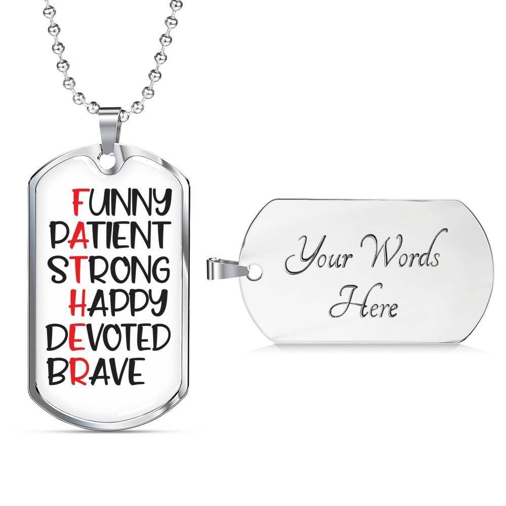 Dad Dog Tag Custom Picture, Father’S Day Dog Tag Funny Patient Strong Happy Dog Tag Necklace For Dad Father's Day Rakva