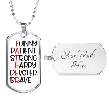 Dad Dog Tag Custom Picture, Father’S Day Dog Tag Funny Patient Strong Happy Dog Tag Necklace For Dad Father's Day Rakva