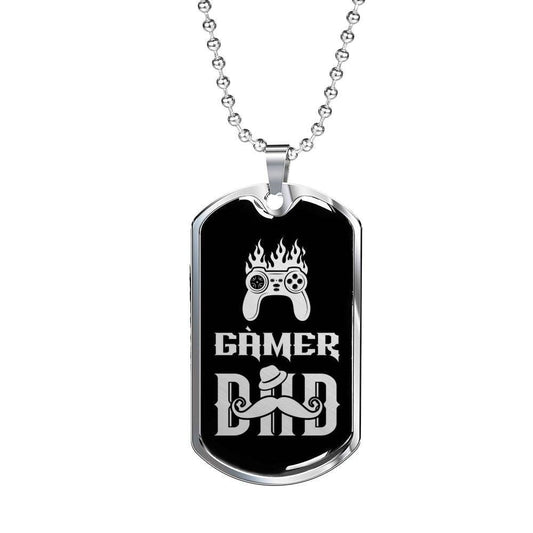 Dad Dog Tag Custom Picture, Father’S Day Dog Tag Gamer Dad Dog Tag Necklace Giving Dad Father's Day Rakva