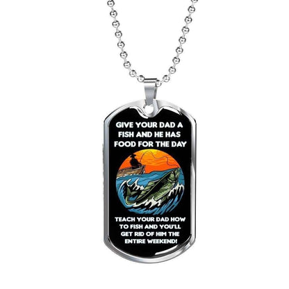 Dad Dog Tag Custom Picture, Father’S Day Dog Tag Give Your Dad A Fish Dog Tag Necklace For Dad Father's Day Rakva