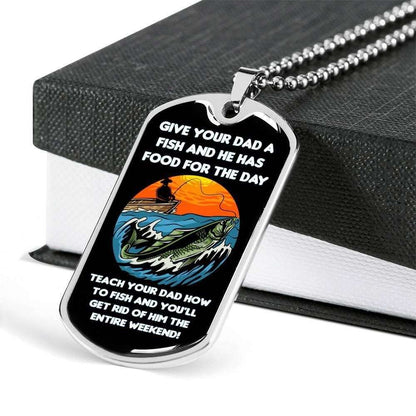 Dad Dog Tag Custom Picture, Father’S Day Dog Tag Give Your Dad A Fish Dog Tag Necklace For Dad Father's Day Rakva