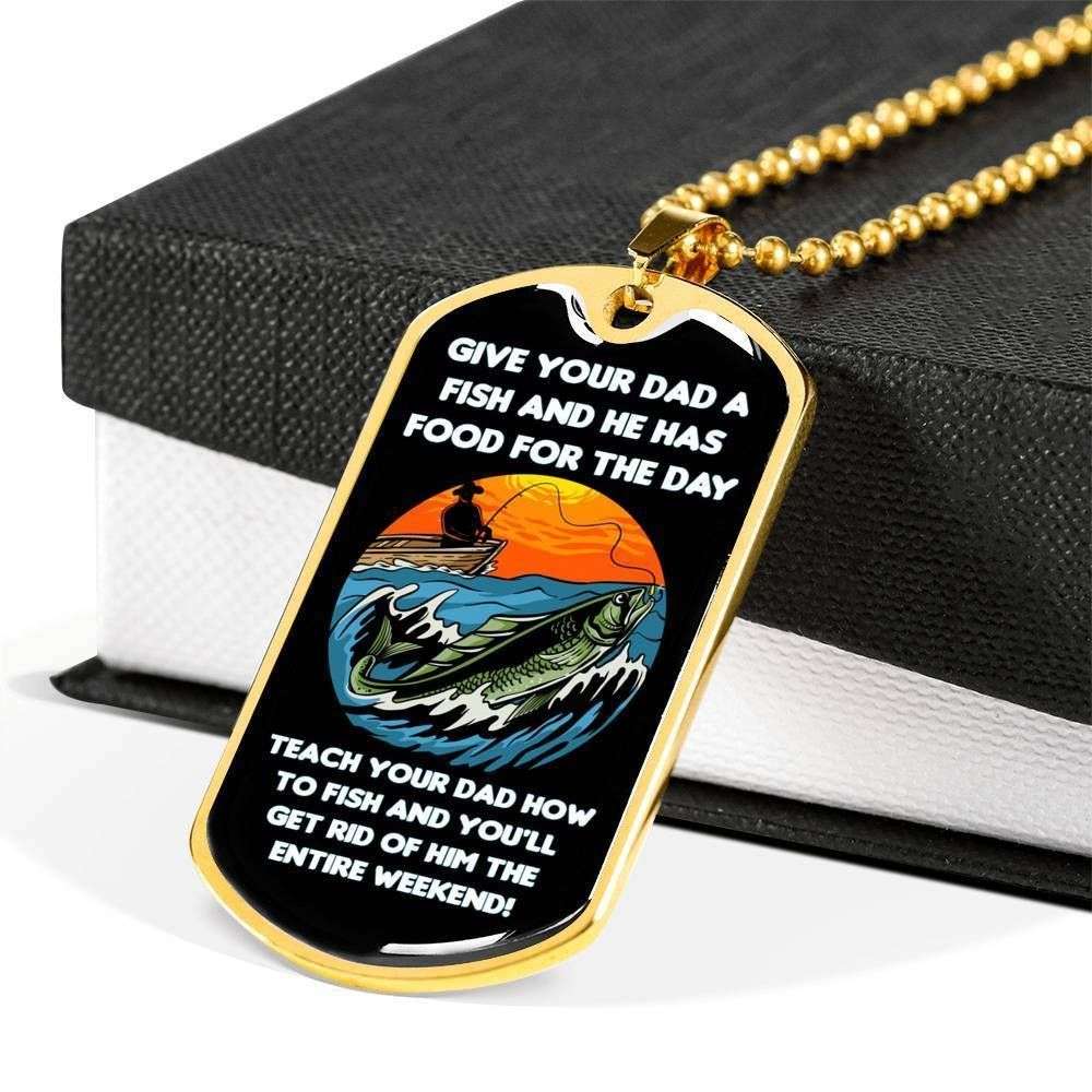 Dad Dog Tag Custom Picture, Father’S Day Dog Tag Give Your Dad A Fish Dog Tag Necklace For Dad Father's Day Rakva