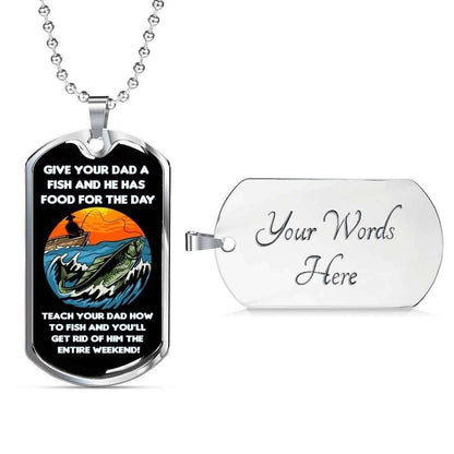 Dad Dog Tag Custom Picture, Father’S Day Dog Tag Give Your Dad A Fish Dog Tag Necklace For Dad Father's Day Rakva