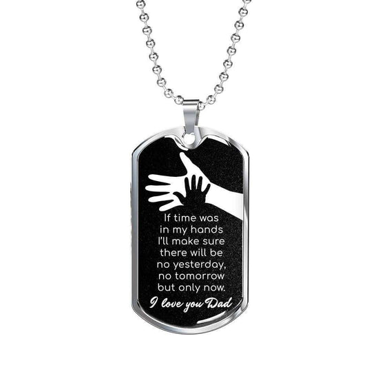 Dad Dog Tag Custom Picture, Father’S Day Dog Tag Hands Of Time Love You Dad Dog Tag Necklace For Dad Father's Day Rakva