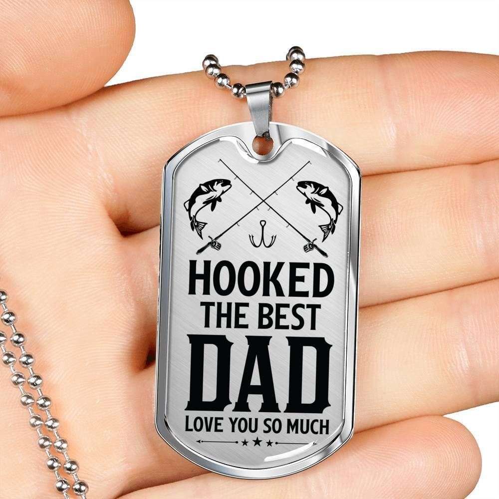 Dad Dog Tag Custom Picture, Father’S Day Dog Tag Hooked The Best Dad Love You So Much Dog Tag Necklace For Dad Father's Day Rakva