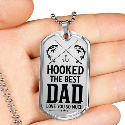 Dad Dog Tag Custom Picture, Father’S Day Dog Tag Hooked The Best Dad Love You So Much Dog Tag Necklace For Dad Father's Day Rakva