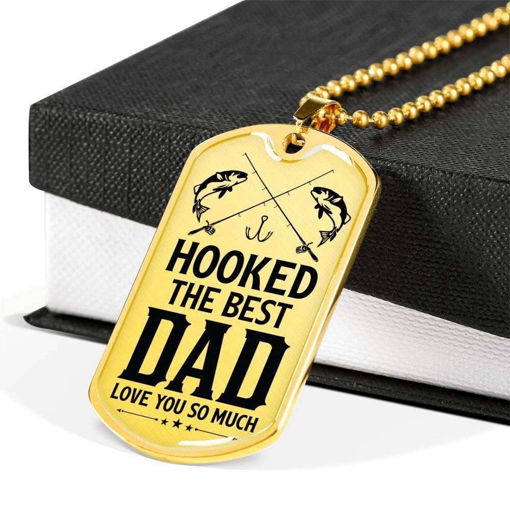 Dad Dog Tag Custom Picture, Father’S Day Dog Tag Hooked The Best Dad Love You So Much Dog Tag Necklace For Dad Father's Day Rakva